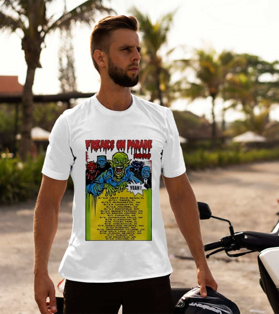 Freaks On Parade Tour 2023 Rob Zombie Dates West Palm Beach Tampa Atlanta Concord T-Shirt