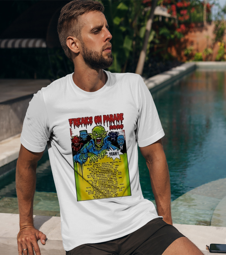 Freaks On Parade Tour 2023 Rob Zombie Dates West Palm Beach Tampa Atlanta Concord T-Shirt