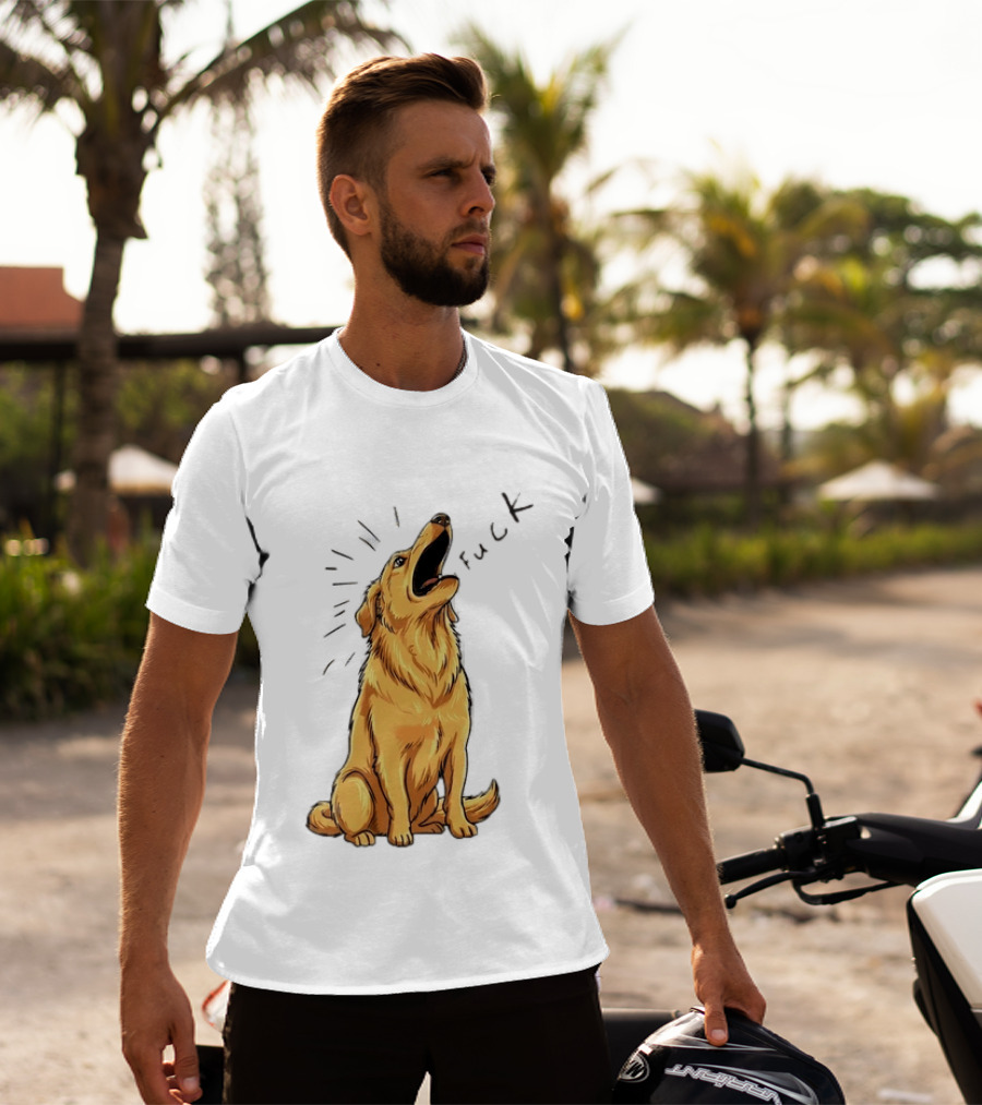 Howling Dog Saying Fuck Yellow Labrador Retriever Expression T-Shirt