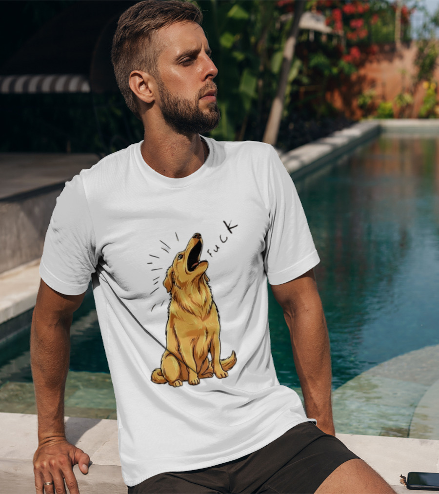 Howling Dog Saying Fuck Yellow Labrador Retriever Expression T-Shirt