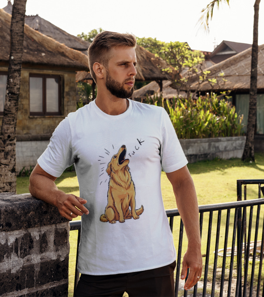 Howling Dog Saying Fuck Yellow Labrador Retriever Expression T-Shirt