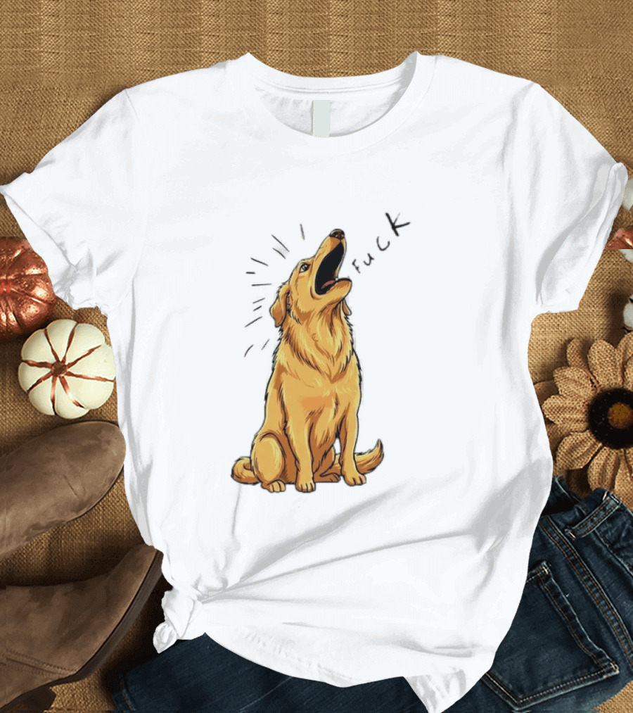 Howling Dog Saying Fuck Yellow Labrador Retriever Expression T-Shirt