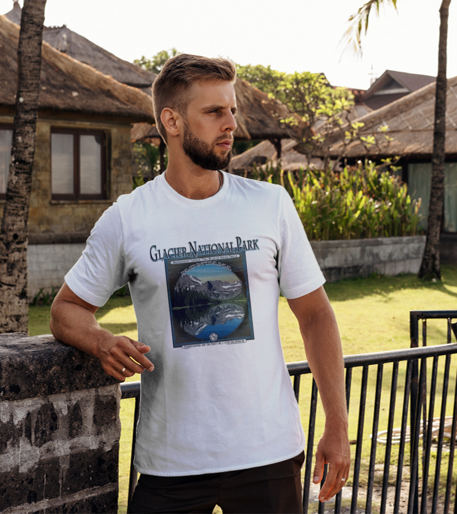 Glacier National Park Montana Backcountry Terrain 700 Miles Hiking Trails T-Shirt