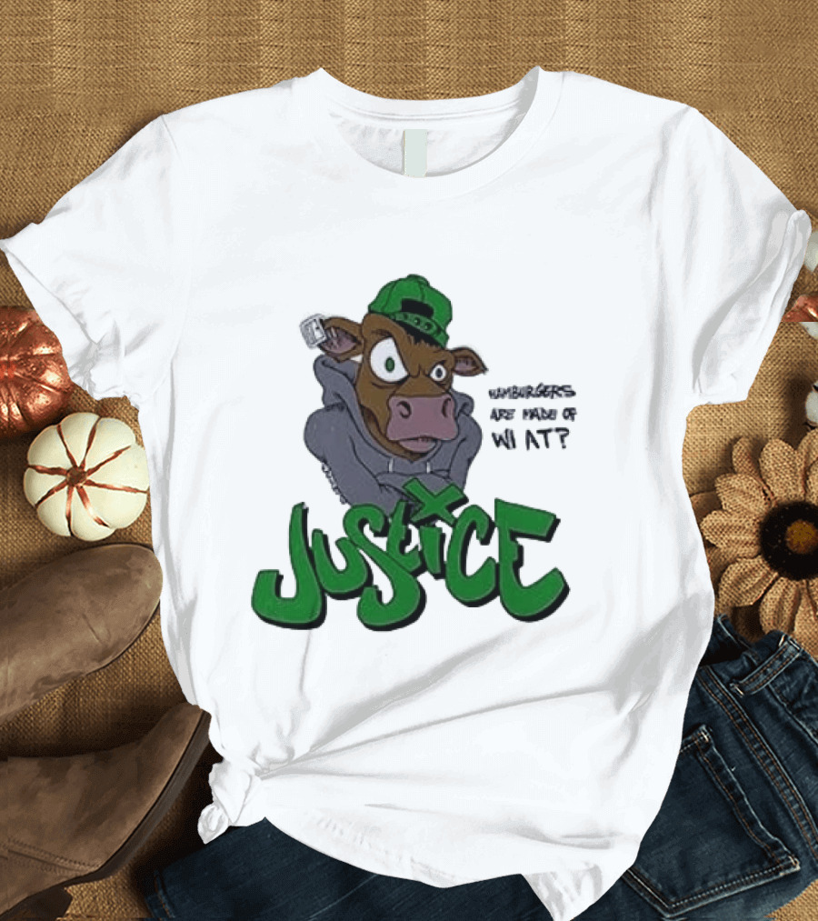 Justice Hamburgers Are Made Of What Go Vegetarian Cow T-Shirt