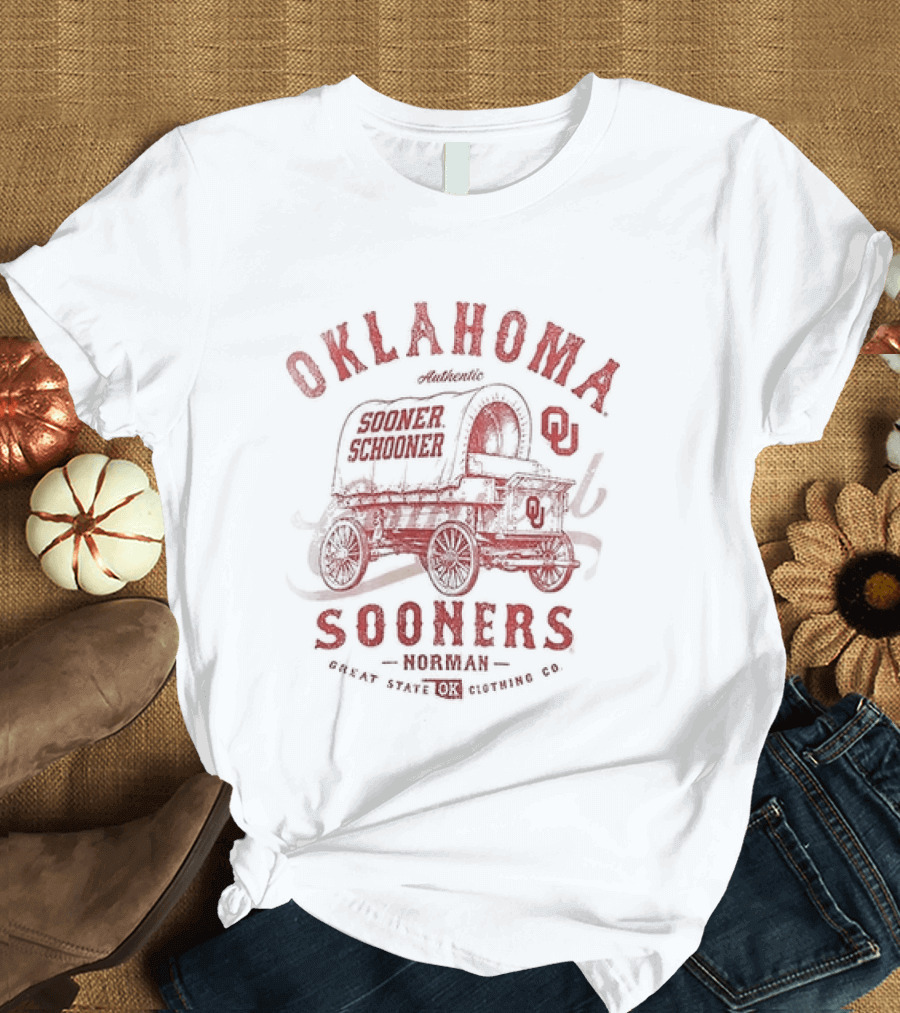 Oklahoma Sooners Norman Great State OK Clothing Co Vintage Wagon T-Shirt