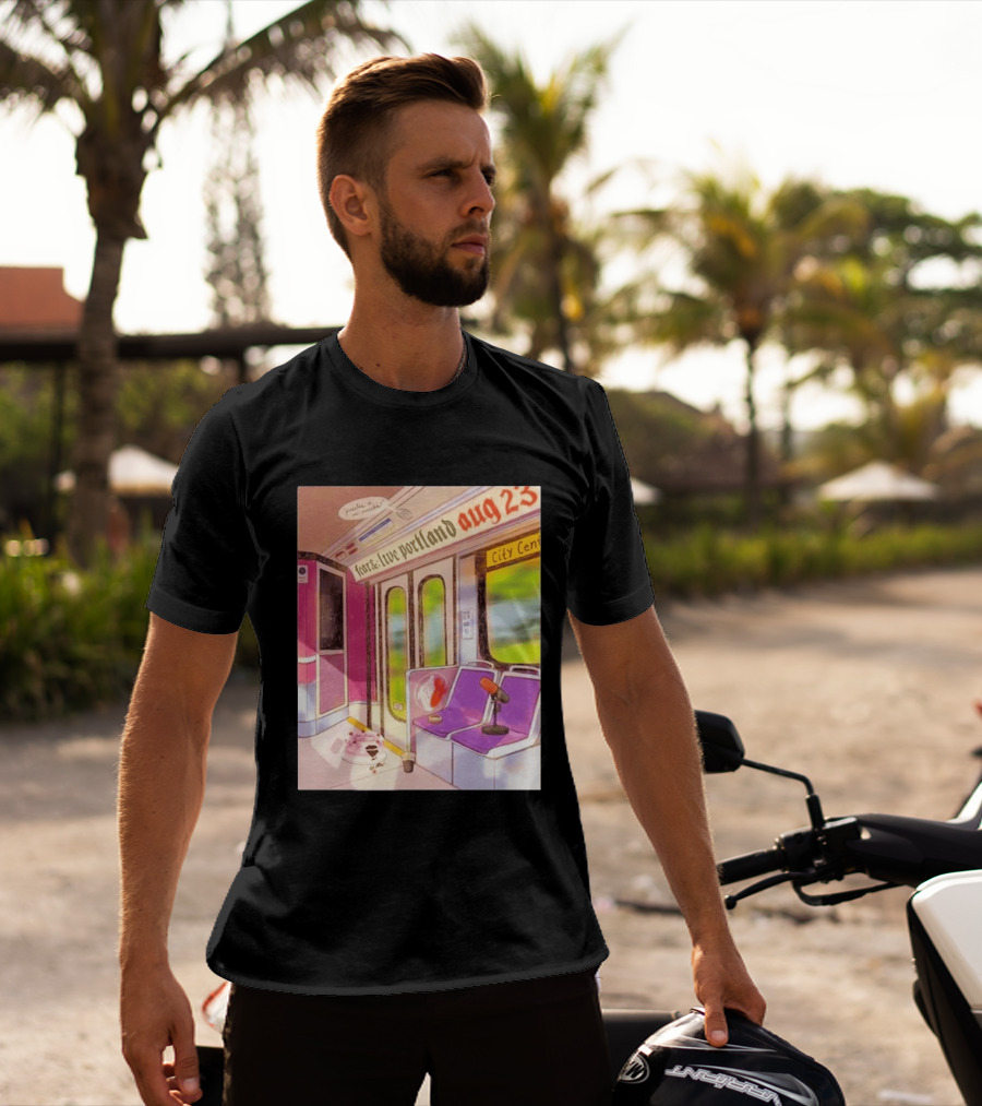 Fear& Live Portland Aug 23 Subway Scene With City Center Graffiti And Microphone T-Shirt