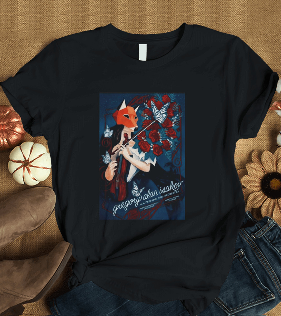 Gregory Alan Isakov Philadelphia Orchestra Saratoga Performing Arts Center August 22 2026 Roses Butterfly Violin T-Shirt