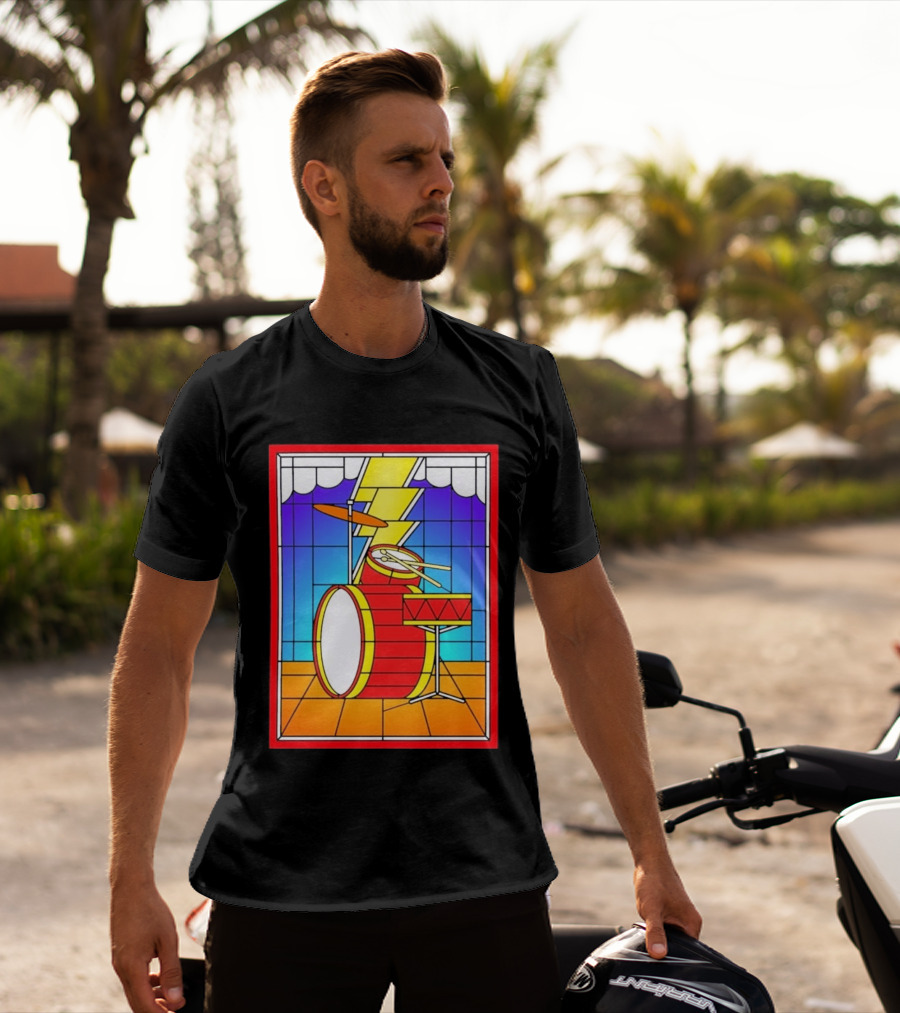 Stained Glass Drum Kit With Lightning Bolt T-Shirt