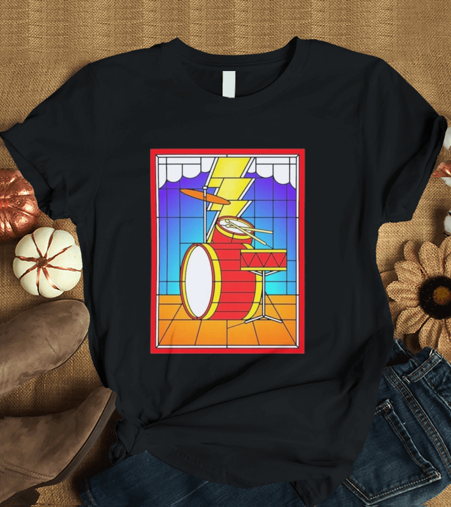 Stained Glass Drum Kit With Lightning Bolt T-Shirt