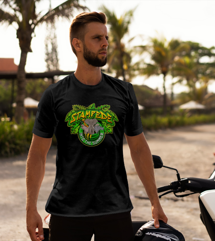 Stampede Into The Summer Elephant Giraffe Hippo Tropical 2026 T-Shirt