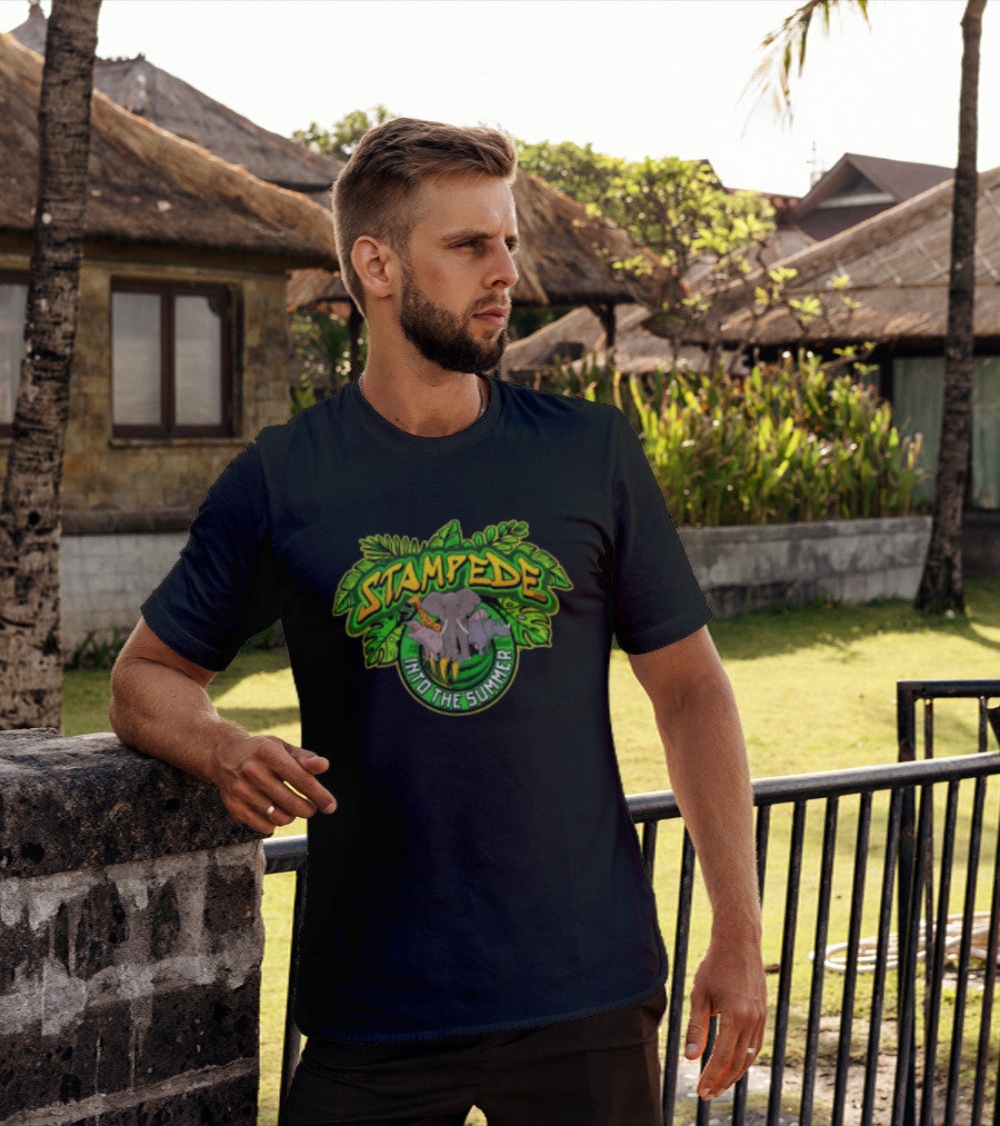 Stampede Into The Summer Elephant Giraffe Hippo Tropical 2026 T-Shirt
