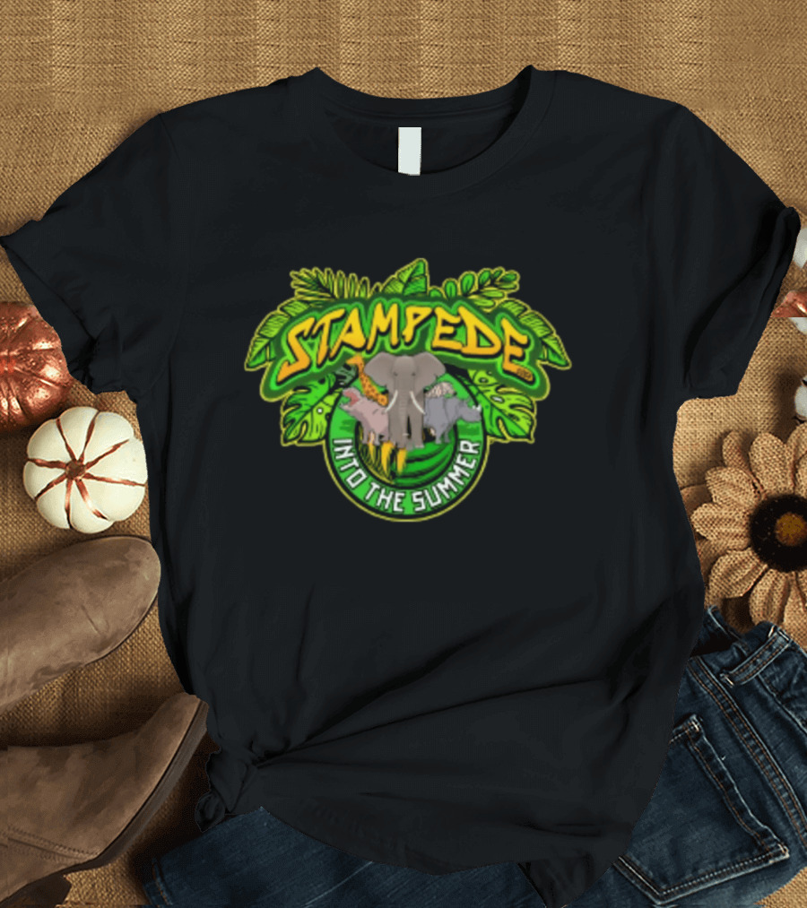 Stampede Into The Summer Elephant Giraffe Hippo Tropical 2026 T-Shirt
