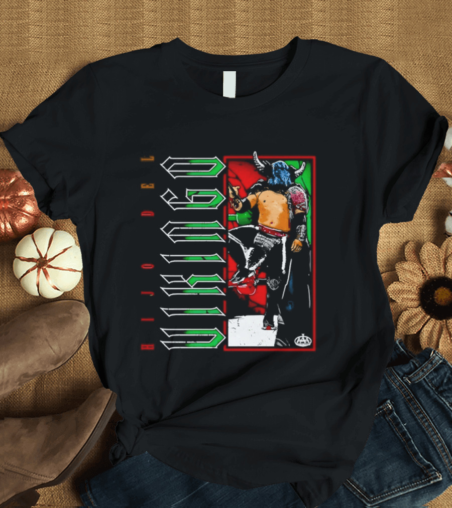 Hijo Del Vikingo Lucha Libre Wrestler Demon Mask Green Red White T-Shirt