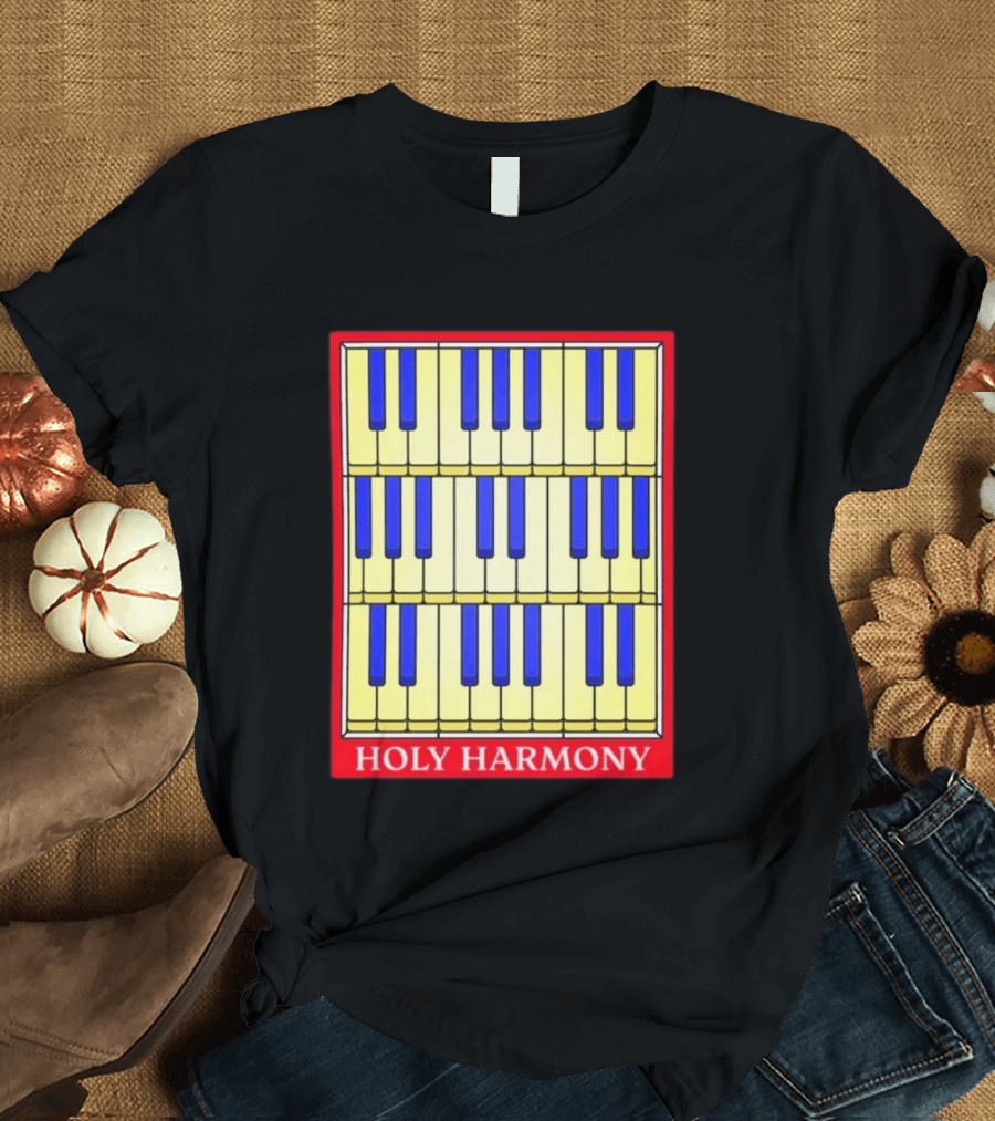 Holy Harmony Stained Glass Piano Keyboard Classical Music T-Shirt