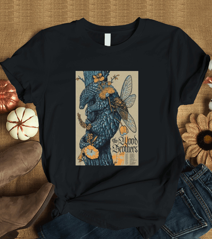 The Wood Brothers August 20 2026 Nashville TN Tour Pangolin And Cicada T-Shirt