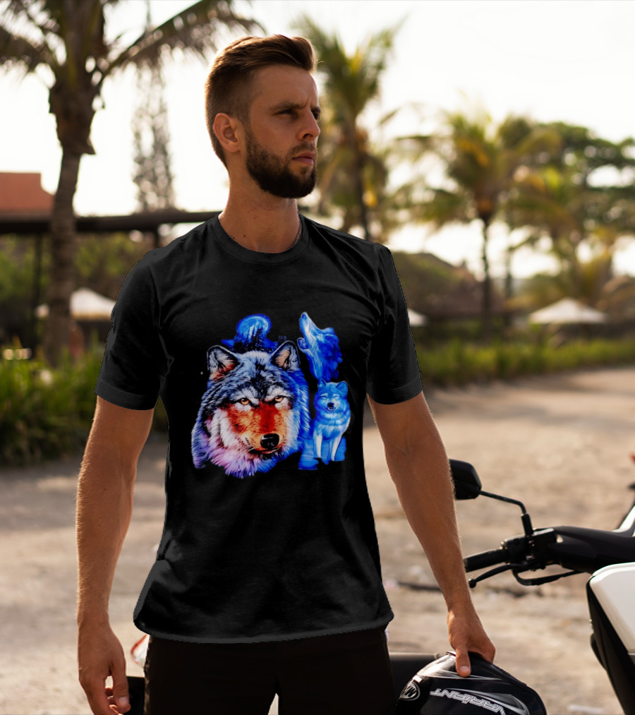 Wild Wolf Pack Moon Night Scene Nature Wildlife Wolves Howling T-Shirt