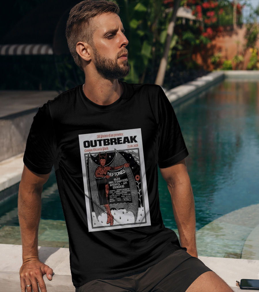 All Points East Presents Outbreak London Victoria Park 25.08.2026 Deftones Idles Amy Sniffers Interpol AFI Esdeekid T-Shirt