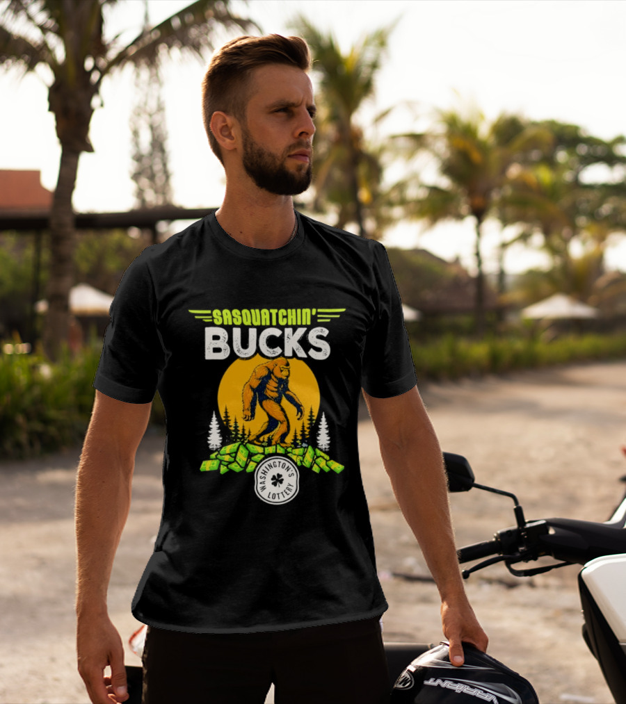 Sasquatchin' Bucks Bigfoot Money Walk And Trees T-Shirt