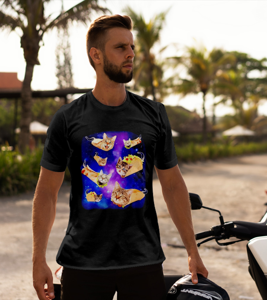 Cats In Space With Tacos And Burritos Taco Cat Cosmic Adventure T-Shirt