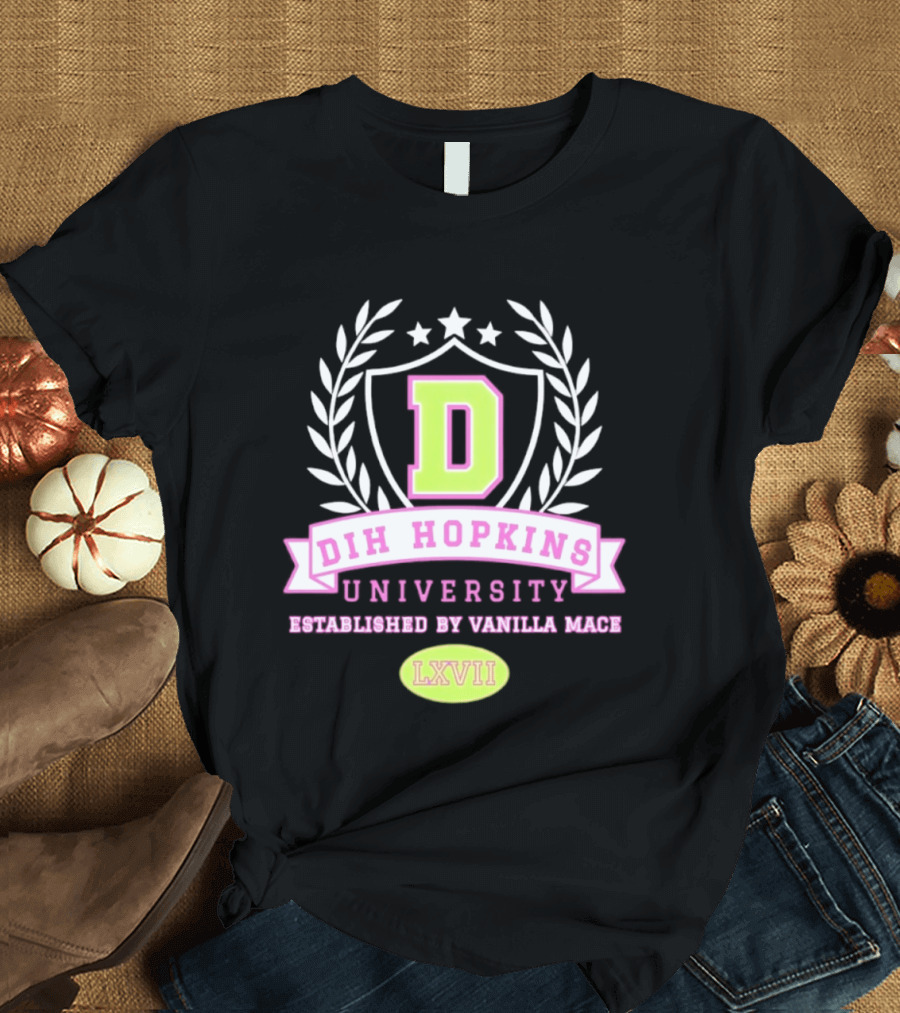 Dih Hopkins University Established By Vanilla Mace LXVII Crest T-Shirt