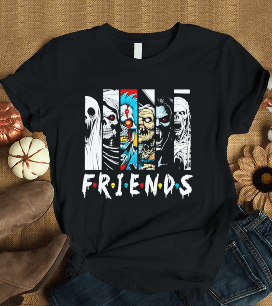 Friends Horror Movie Characters Halloween Scary Mask T-Shirt