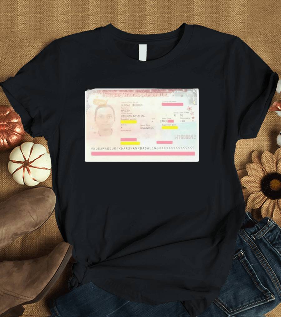 United States Of America Visa Darshan Basaling Magdum Mumbai Passport T-Shirt