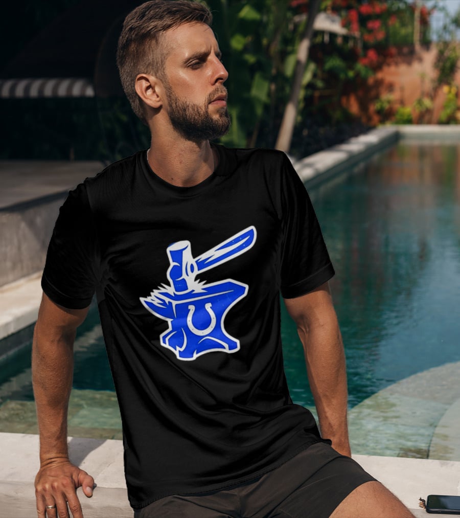 Indianapolis Colts Anvil Hammer Icon With Team Horseshoe T-Shirt