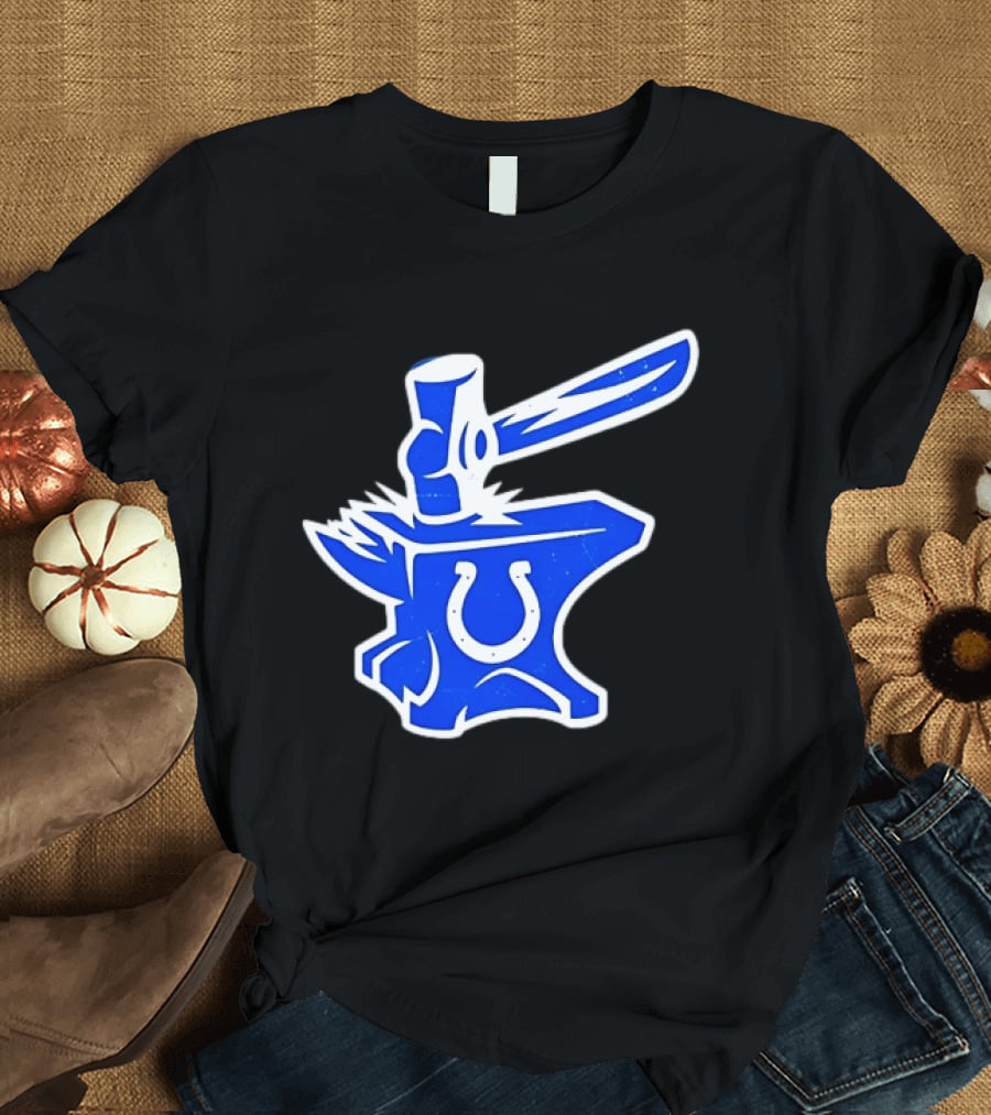 Indianapolis Colts Anvil Hammer Icon With Team Horseshoe T-Shirt