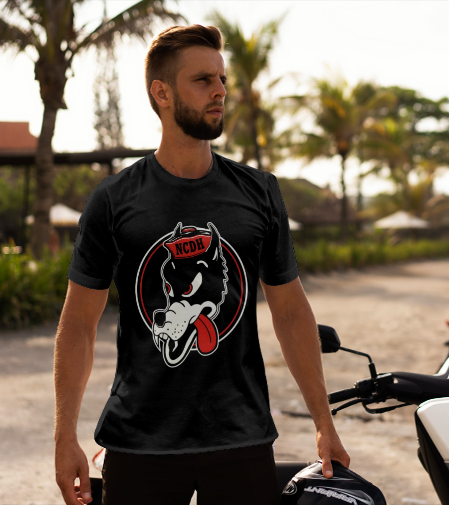 NCDH Wolf Cartoon Red Circle T-Shirt