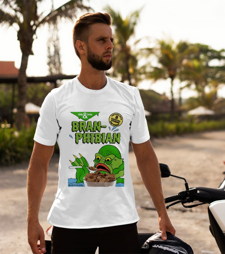 Bran Phibian Chills And Thrills Cereal Box Fortified With 8 Essential Vitamins And Worms T-Shirt