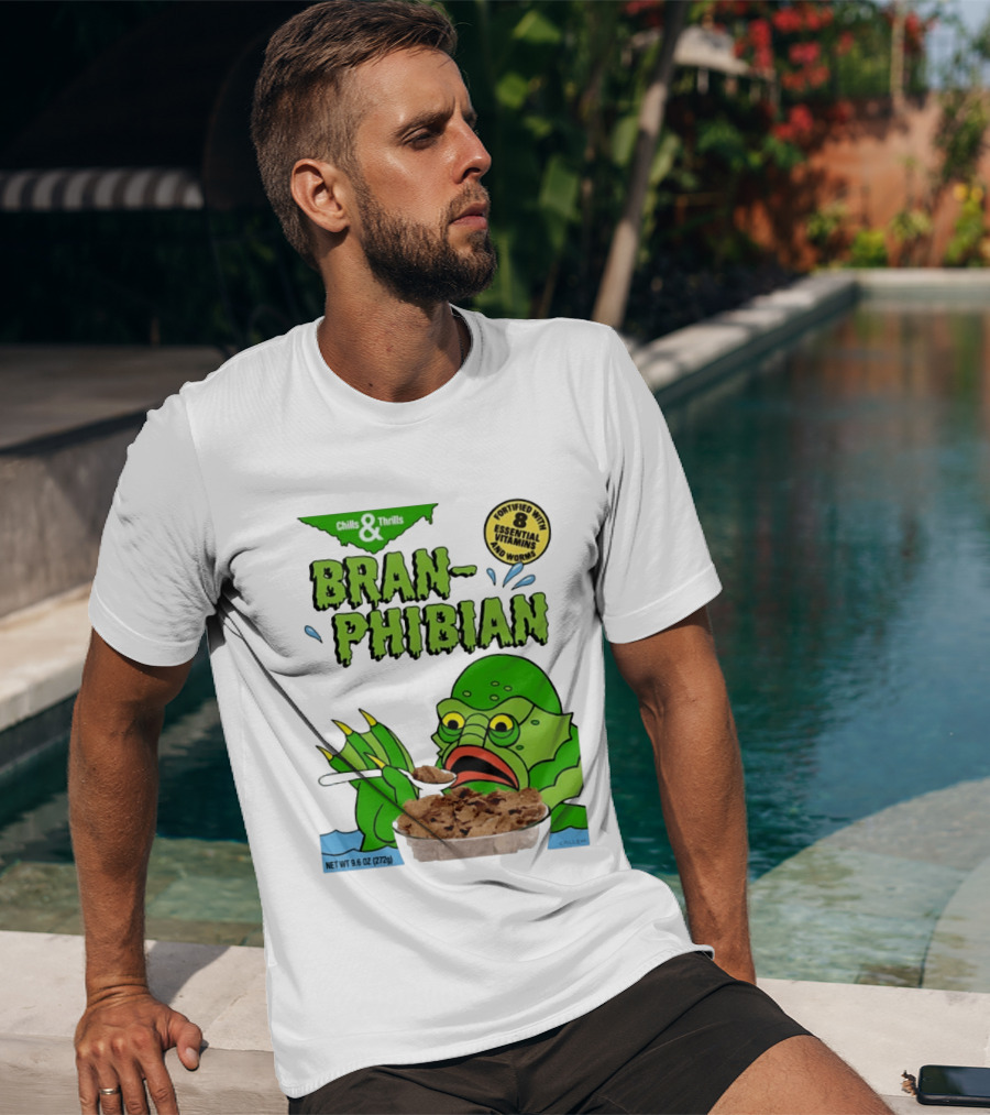 Bran Phibian Chills And Thrills Cereal Box Fortified With 8 Essential Vitamins And Worms T-Shirt