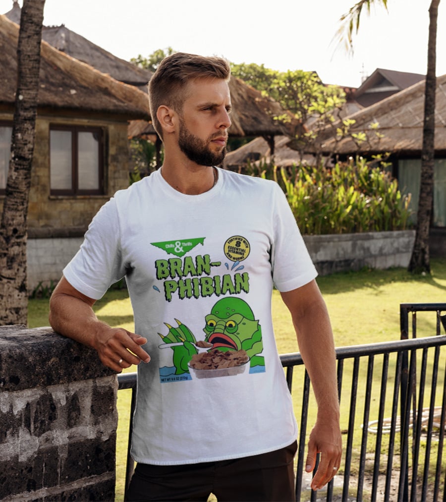 Bran Phibian Chills And Thrills Cereal Box Fortified With 8 Essential Vitamins And Worms T-Shirt
