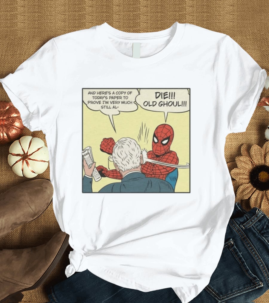 Spider Man Punching Mitch McConnell Die Old Ghoul Comic Meme T-Shirt