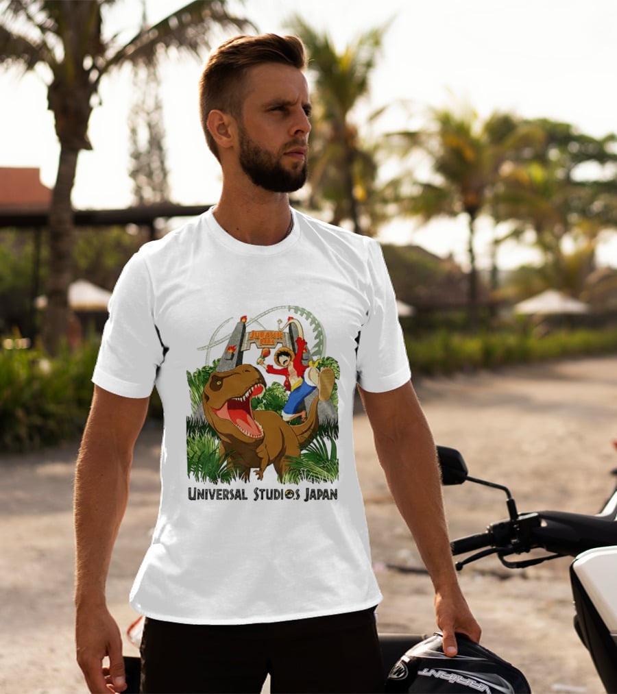 Universal Studios Japan One Piece Jurassic Park Luffy Riding Rex T-Shirt
