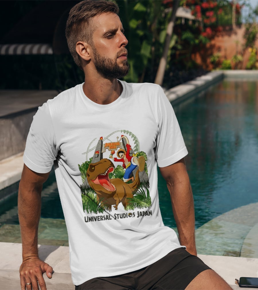 Universal Studios Japan One Piece Jurassic Park Luffy Riding Rex T-Shirt