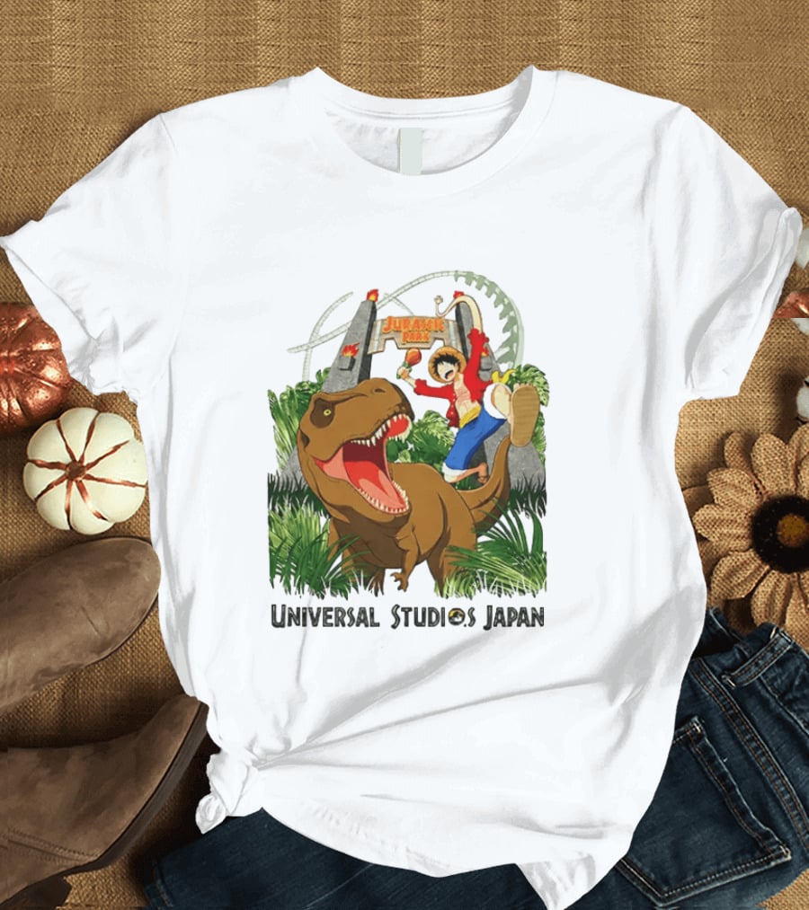 Universal Studios Japan One Piece Jurassic Park Luffy Riding Rex T-Shirt