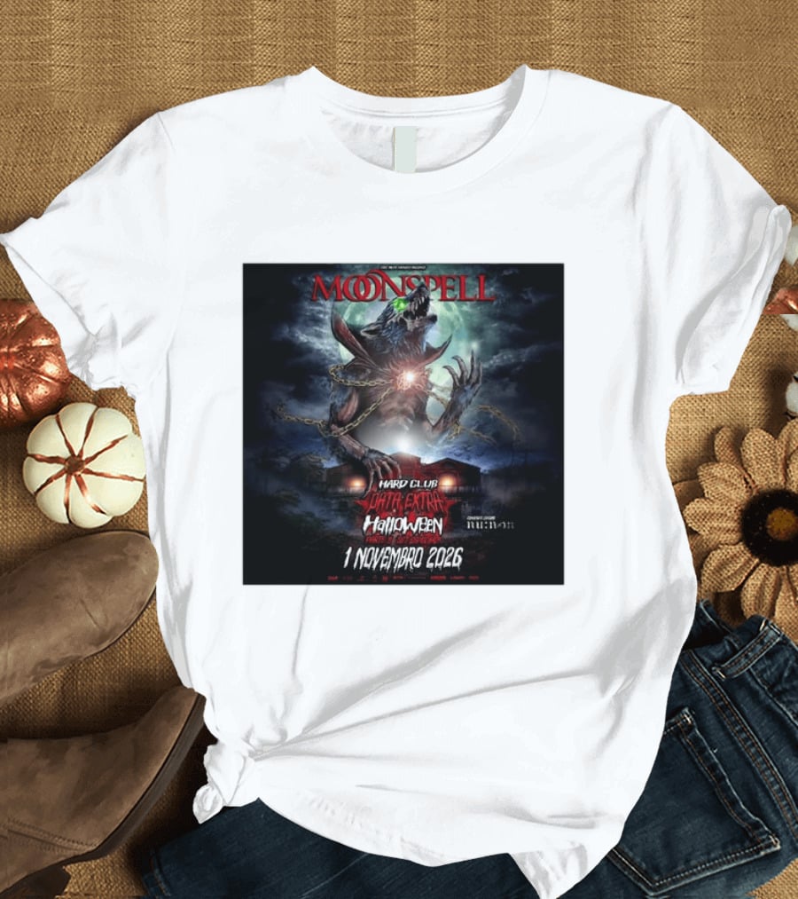 Moonspell Hard Club Data Extra 1 Novembro 2026 Halloween Concerto Especial Porto T-Shirt