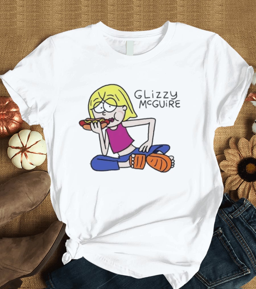 Glizzy McGuire Cartoon Character Eating Hot Dog T-Shirt
