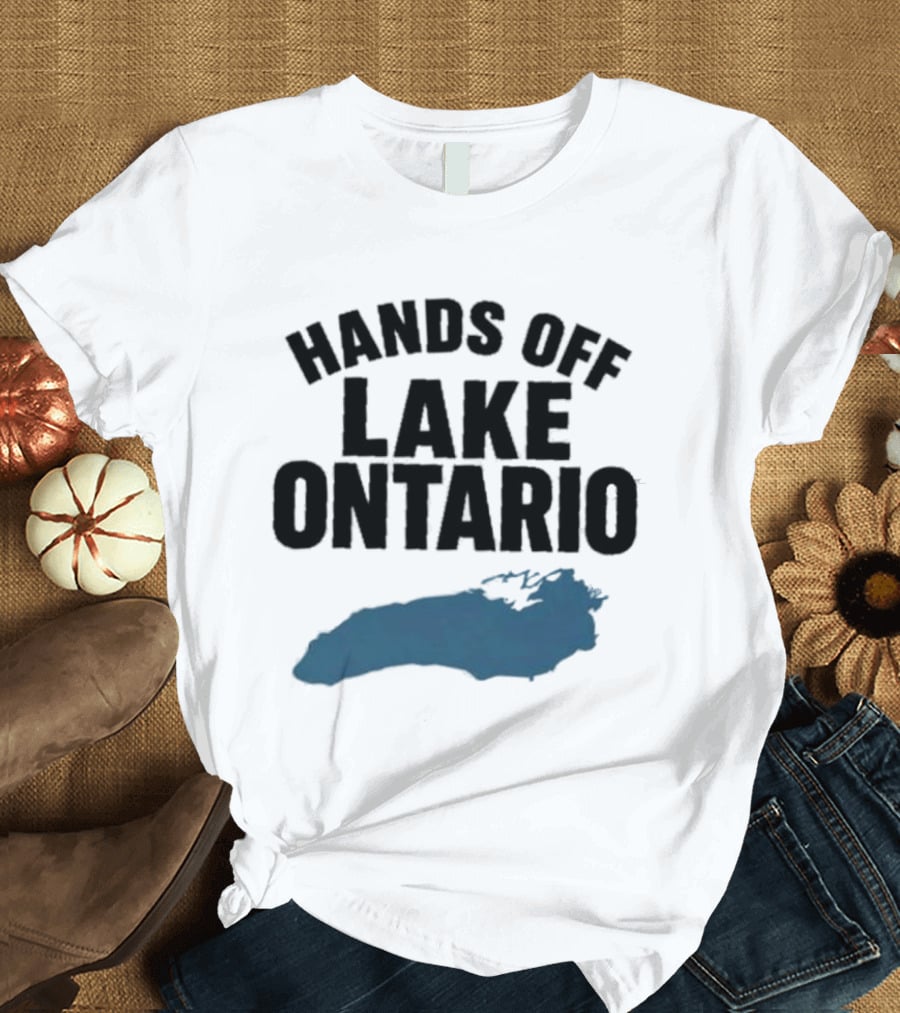 Hands Off Lake Ontario Blue Map T-Shirt