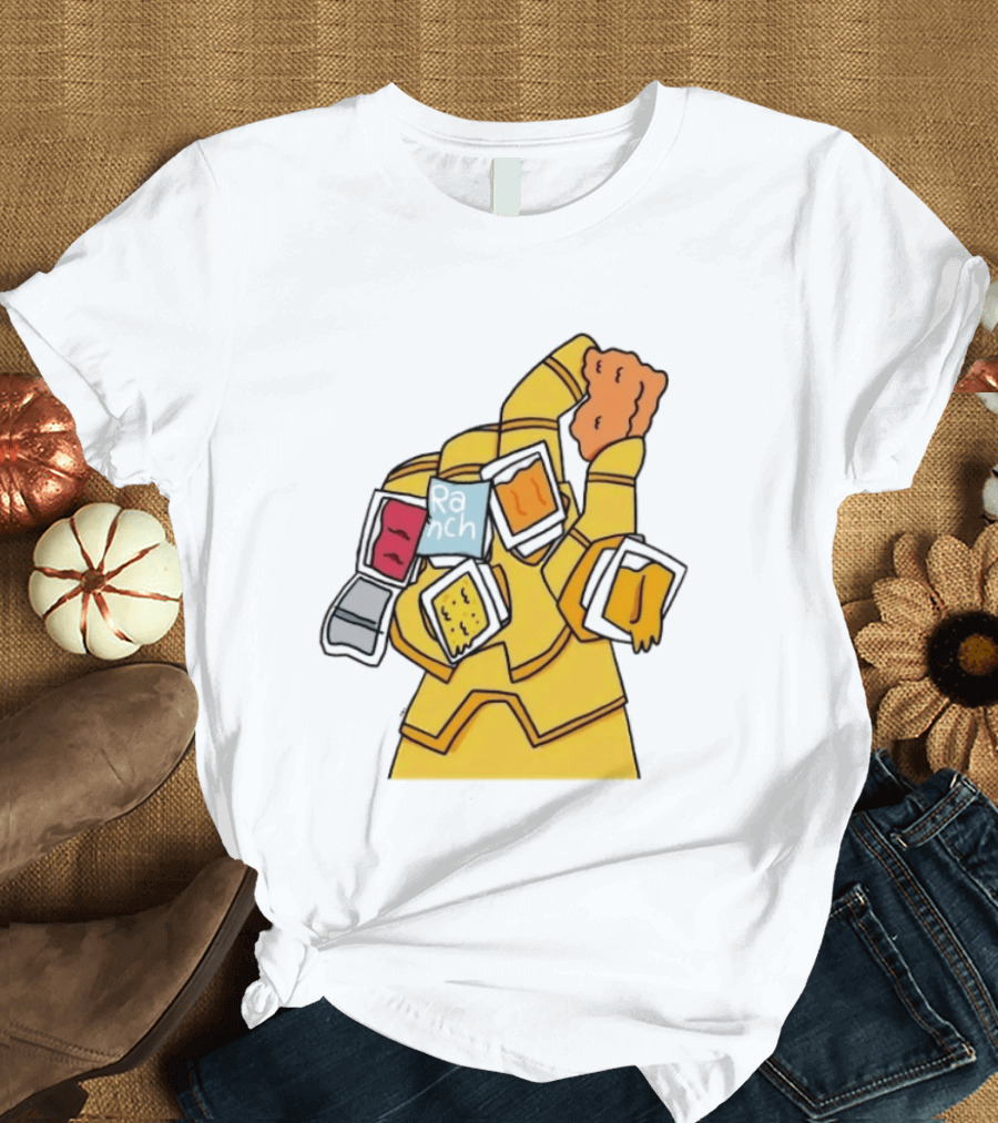 Infinity Gauntlet With Chicken Nugget And Sauce Containers Meme T-Shirt