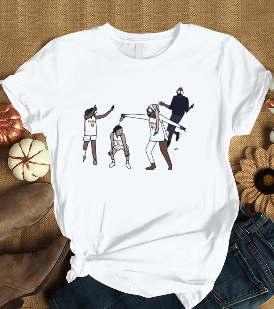 Washington Mystics Locker Room Champion Celebration Scene Animated Players T-Shirt