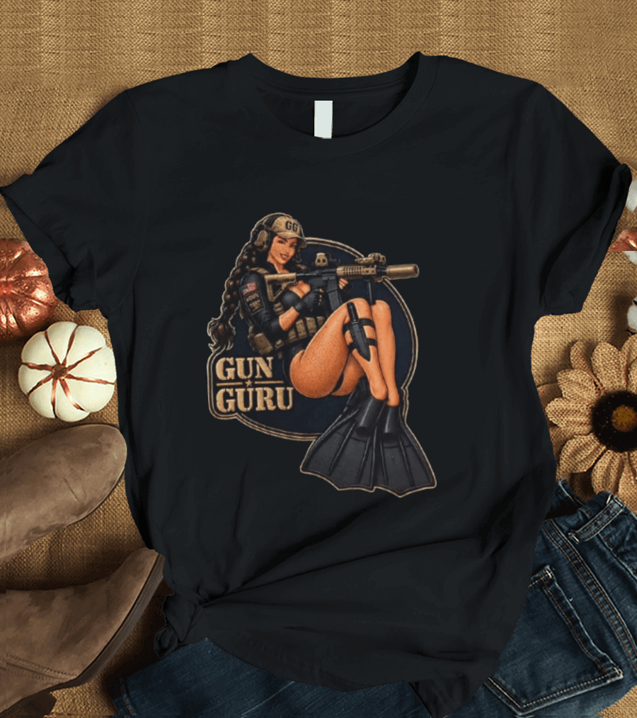 Trained Equipped Gun Guru Pinup Always Ready To Get A Little Wet T-Shirt