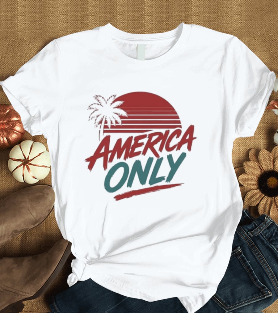 America Only Tropical Sunset Palm Tree T-Shirt