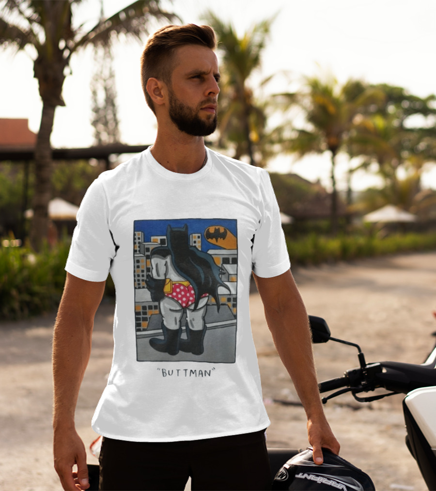 Buttman Batman Superhero Comedy Humor Retro Pop T-Shirt