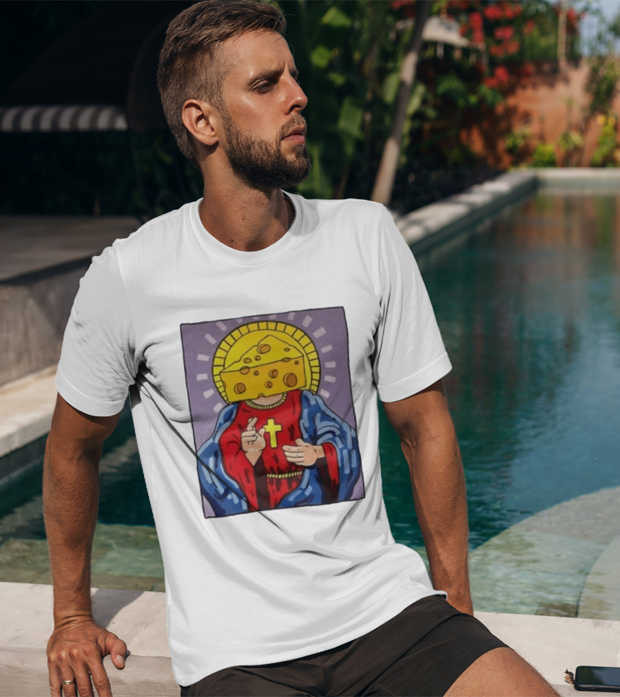 Cheesus Cheese Head Religious Pun Jesus T-Shirt