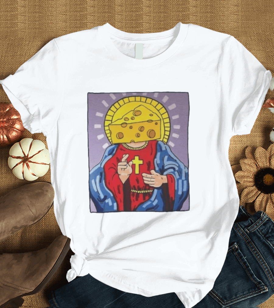 Cheesus Cheese Head Religious Pun Jesus T-Shirt