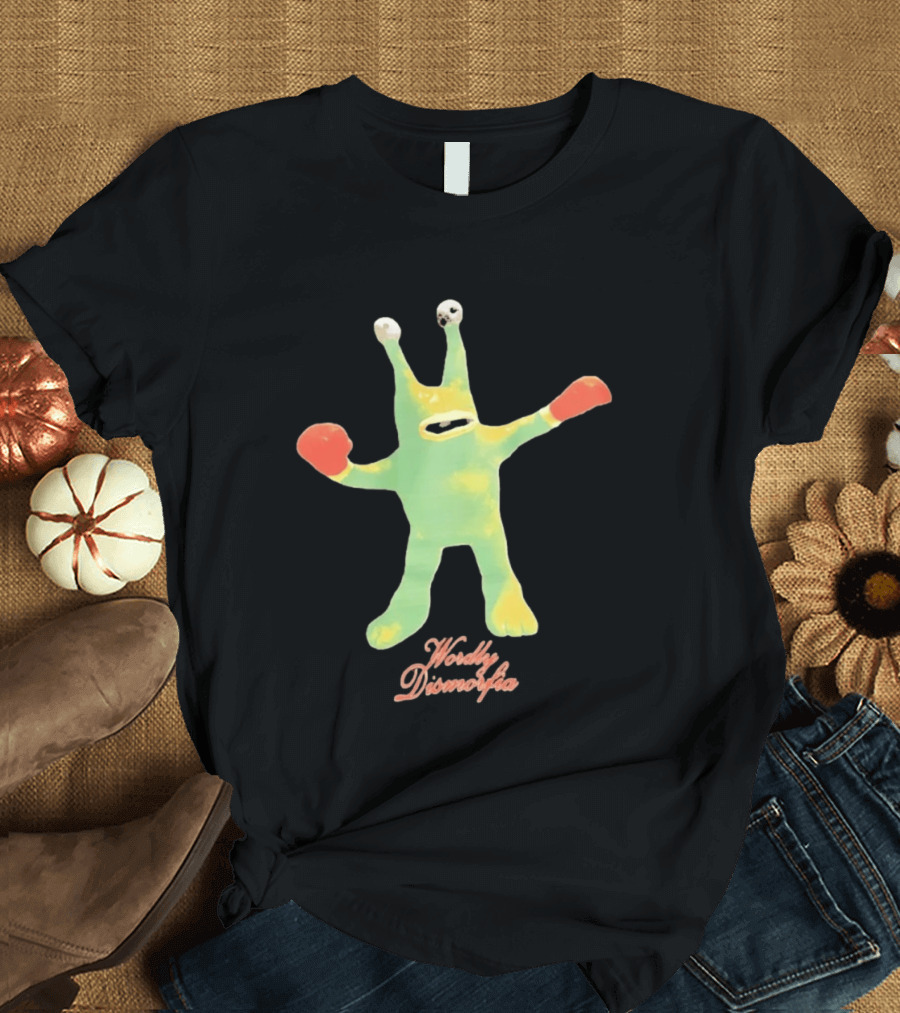 Wordly Dismorfia Boxing Alien Creature With Red Boxing Gloves T-Shirt