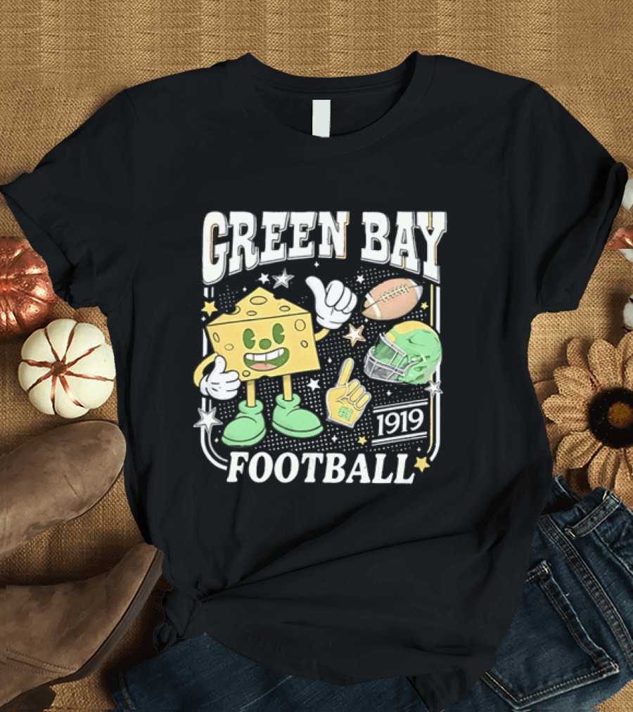 Green Bay 1919 Cheesehead Football Mascot And Gear T-Shirt