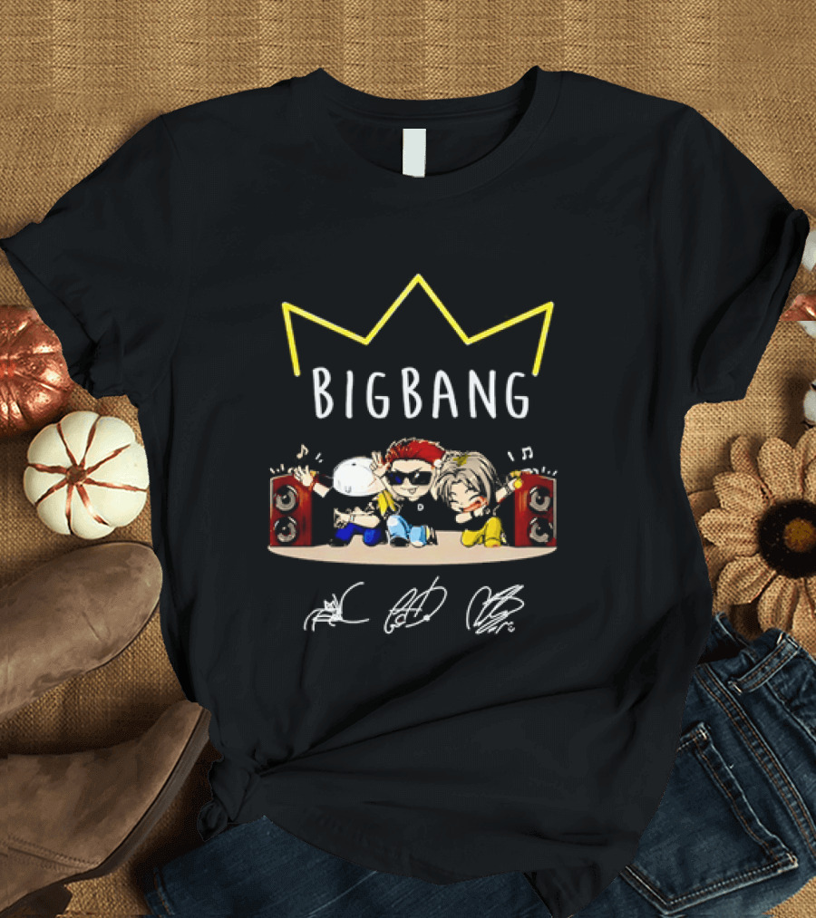 BIGBANG Chibi Characters With Crown And Speaker T-Shirt
