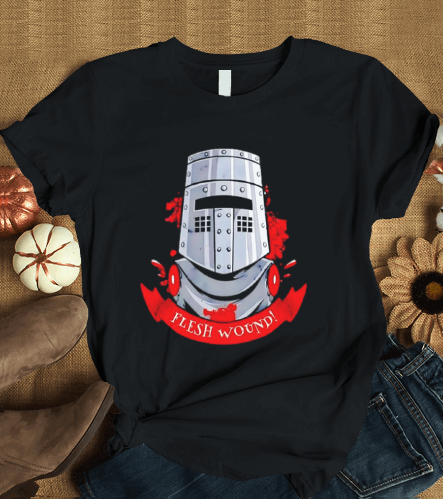 Black Knight Flesh Wound Helmet Monty Python Holy Grail T-Shirt